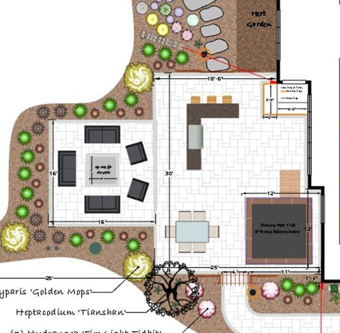 Graphic planning out a patio space.